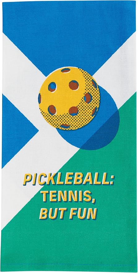 Blue Q Funny Dish Towel ~ Pickleball. Tennis, But Fun. 100% Cotton, Printed, Vibrant Colors, 28" x 21"