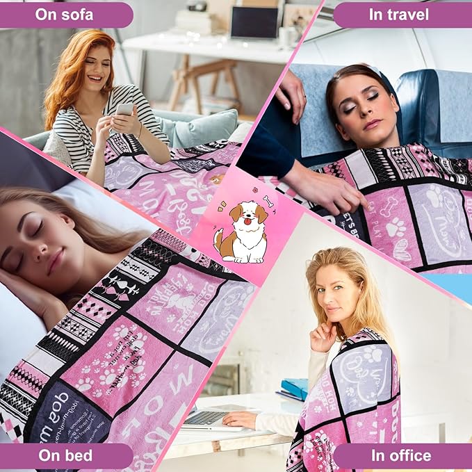 Dog Mom Blanket for Dogs Lovers Women 60X80 Best Dog Mom Ever Soft Blanket Dogs Themed Gifts for Women Girls