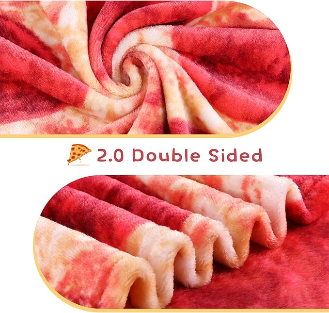 LetsFunny Pizzas Blanket, 2.0 Double Sided Wrap Throw Blanket for Adults Kids, Giant Funny Realistic Food Blankets, Soft Flannel Round Throw Blanket Cool Presents 71in