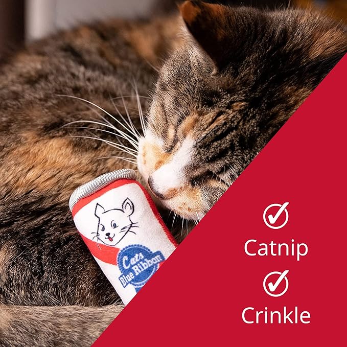 Huxley & Ket Plush Cat Toy | Cats Blue Ribbon | Nappy Hour Strong Catnip Filled Cat Toy | Plush Interactive Kitten and Cat Toy with Catnip and Crinkle | Kittybelles