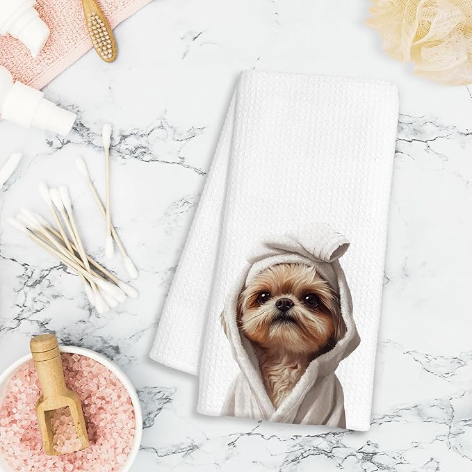 Shih Tzu Decor Gifts Bathroom Hand Towels - Funny Dog Bathroom Towel, Funny Animal Hand Towels for Restroom Decor, Shih Tzu Gifts for Women, Dog Lover Gifts, 16×24 Inches