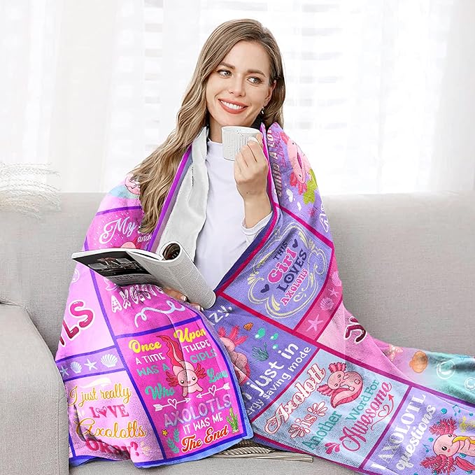 Axolotl Blanket for Girls, Just A Girl Who Loves Axolotl, Birthday Gifts Decor Throw Blanket 50" x 40"
