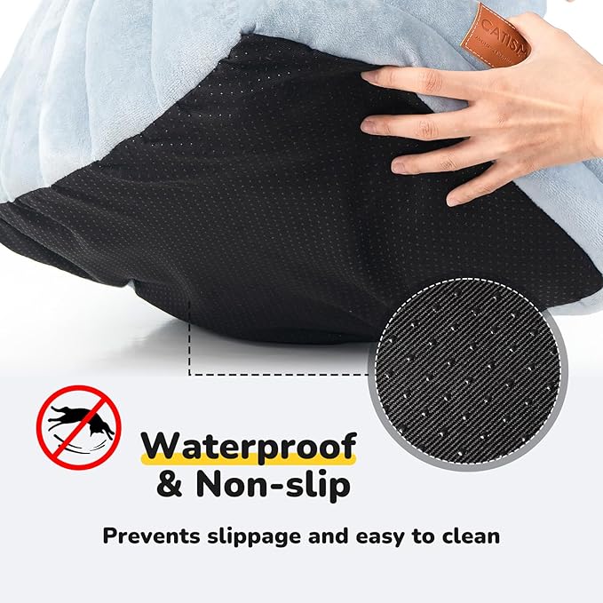 Cat Bed for Indoor Cats, Cat Cave with Reversible Cushion Pillow for All Season, Cat Beds for Indoor Cats, Kitty and Small Dogs, Soft Premium Cotton Cat Bed with Anti-Slip Bottom