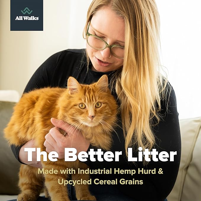 All Walks Plant Based Hemp Kitty Litter | 10 lb Bag | Super Clumping | Fragrance Free Kitty Litter | Odor Control for Cats