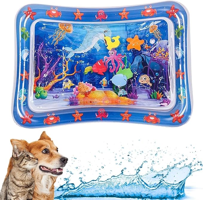 Water Sensory Playmat for Cats,Thickened Sensory Water Playmat for Cats,Cat Water Play Mat,Cat Toys for Bored Indoor Cats.-Dolphin Design