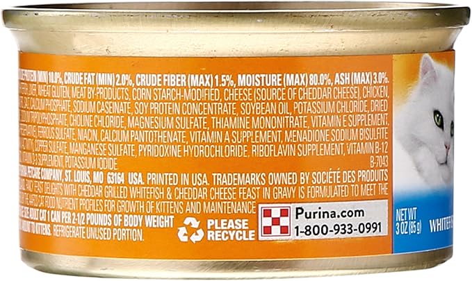 Fancy Feast 5000057935 Canned Delights Cat Food, Whitefish And Cheddar, 3 oz