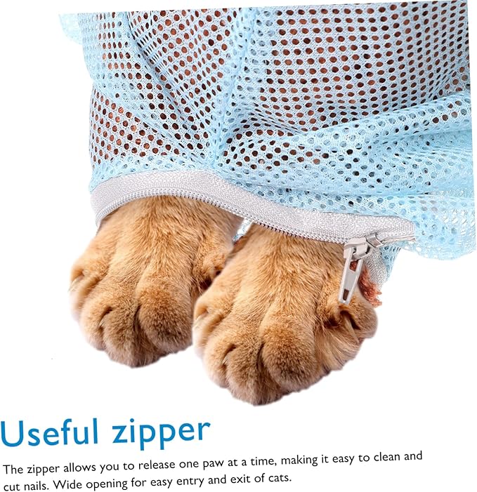 Adjustable Cat Bathing Multifunctional Breathable Cat Washing with Muzzle for Safe Shower and Nail Trimming for Cat Grooming and Care
