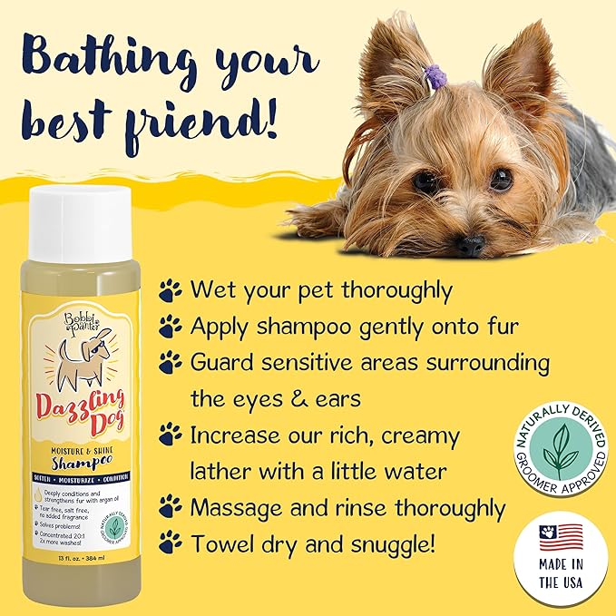 Bobbi Panter Dazzling Dog Shampoo for Moisture & Shine - Natural Ingredients, Tear-Free, Paraben-Free, pH-Balanced, 20:1 Concentrated Formula, Chamomile Scent, 13 oz. (Case of 12)
