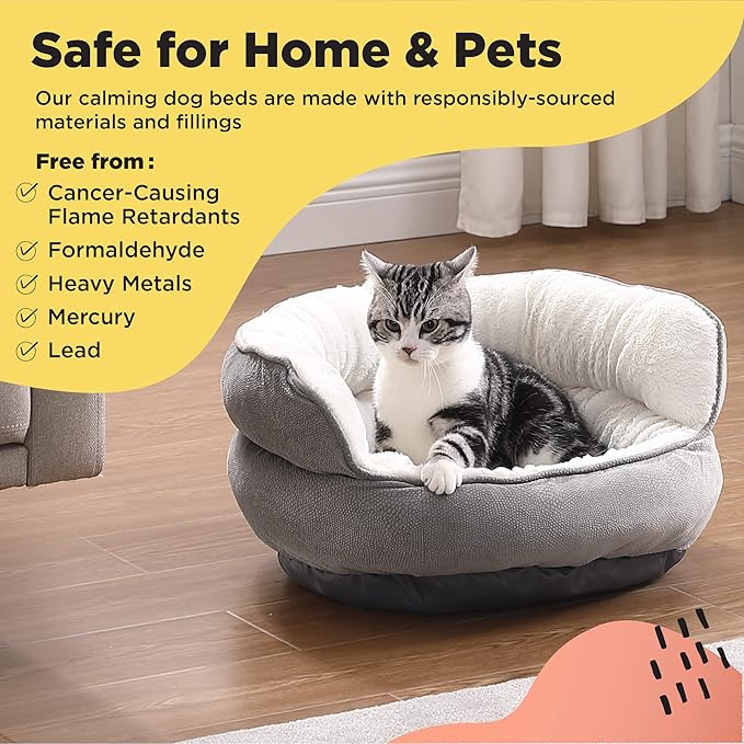 Best Friends by Sheri Mini Pet Throne High Bolster Orthopedic Relief Cat and Dog Bed Gray Mini