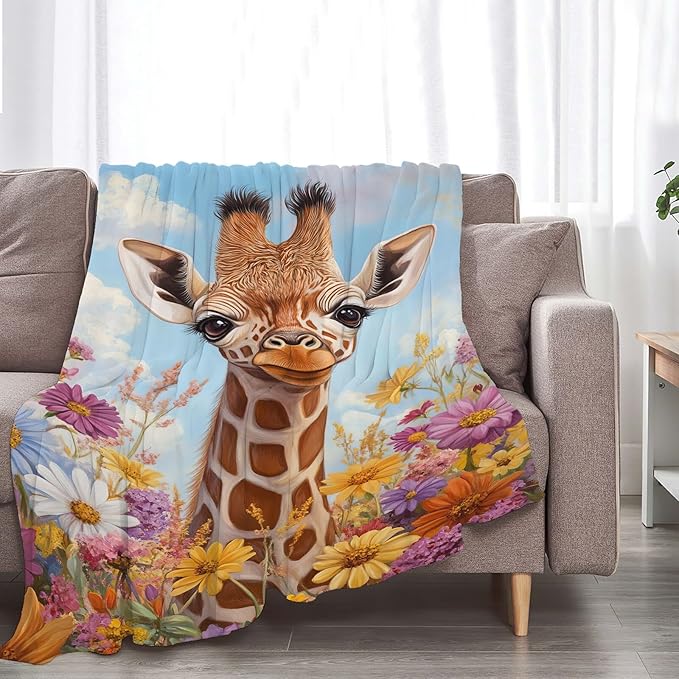 Giraffe Throw Blanket Giraffe Gifts for Kids Girls Boys Adults Women Men Soft Cozy Warm Plush Fluffy Fuzzy Fleece Blanket Decor 40''X50''