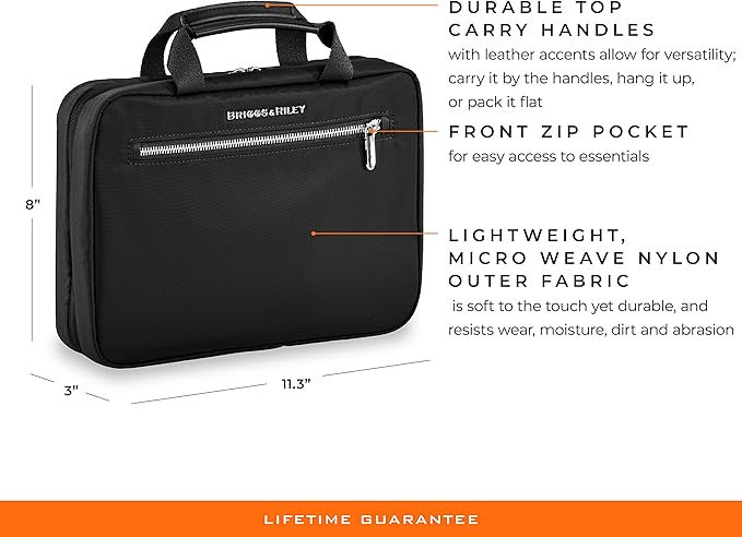 Briggs & Riley Toiletry Kit - Travel Bags for Women & Men, Organizer for Vacation, Dopp Kit for Bathroom Accessories, Makeup, & Skincare