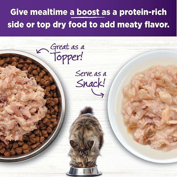 Wellness Bowl Boosters Grain Free Wet Cat Food Topper, Flaked Salmon & Tuna Recipe in Broth, 1.75 Ounce Pouches (Pack of 12)