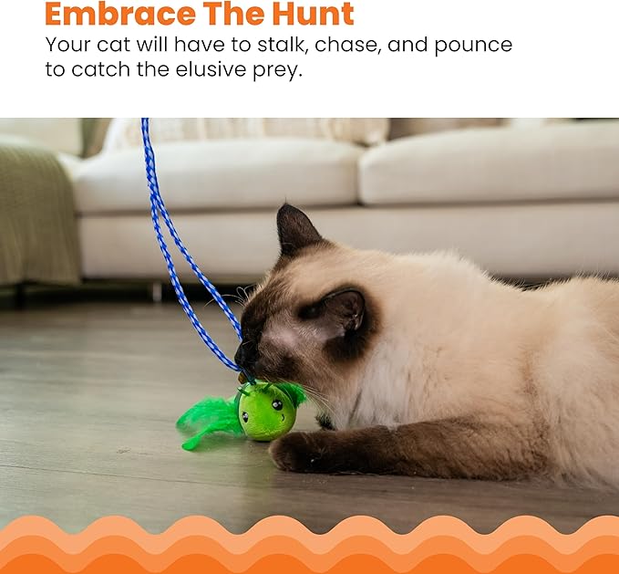 Catstages Tail Teaser Ground Prey Play Wand with Catnip Toy Attachments Interactive Cat Wand