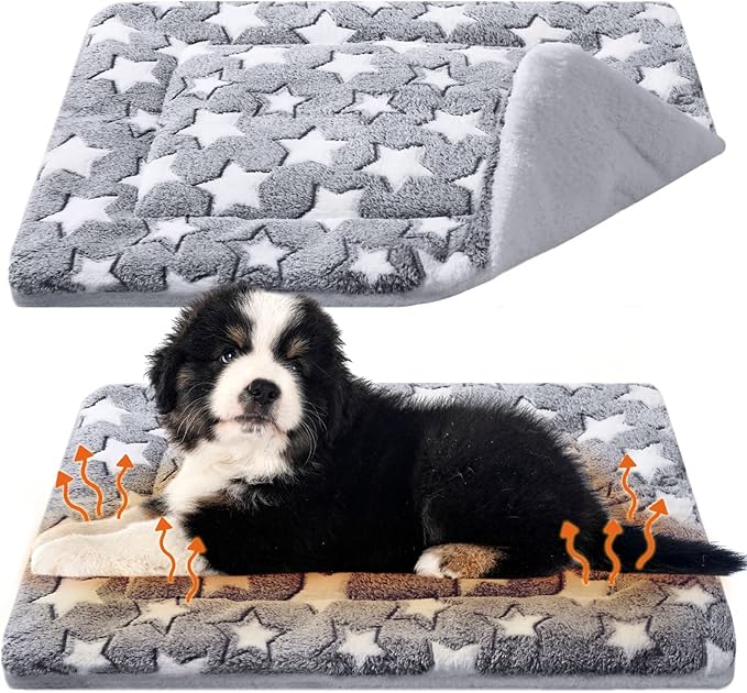 2 Pack Self Warming Cat Mat Self Heating Cat Pad Cat Bed Reversible Machine Washable Reflects Body Heat Warm Thermal Pet Pad Crate Blanket for Feral and Indoor Cat(Star,20'' X 30'')