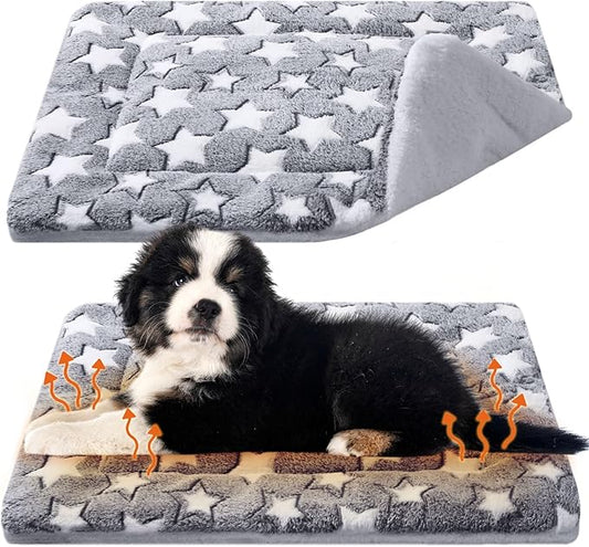 2 Pack Self Warming Cat Mat Self Heating Cat Pad Cat Bed Reversible Machine Washable Reflects Body Heat Warm Thermal Pet Pad Crate Blanket for Feral and Indoor Cat(Star,20'' X 30'')