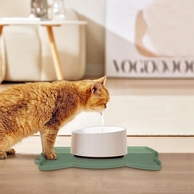 Coomazy Avocado Non-Slip Cat & Dog Feeding Mat - Thicker Silicone Mat with Raised Edge for Food & Water