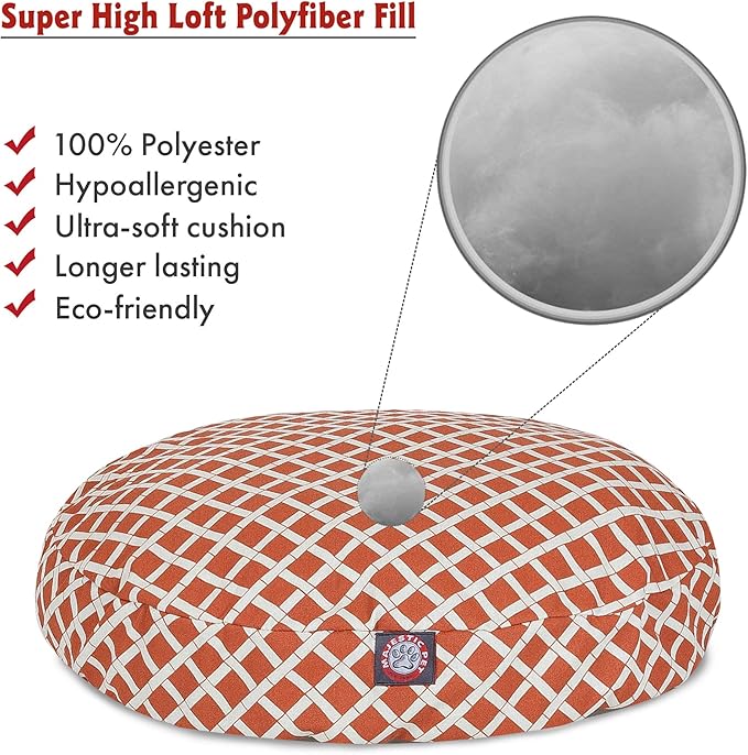 Burnt Orange Bamboo Medium Round Indoor Outdoor Pet Dog Bed With Removable Washable Cover By Majestic Pet Products