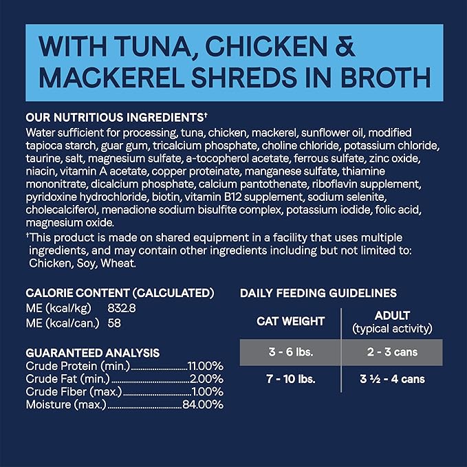 Canidae Adore Premium Wet Cat Food, Shreds with Tuna, Chicken and Mackerel in Broth, 2.46 Ounce (Pack of 24), Grain Free