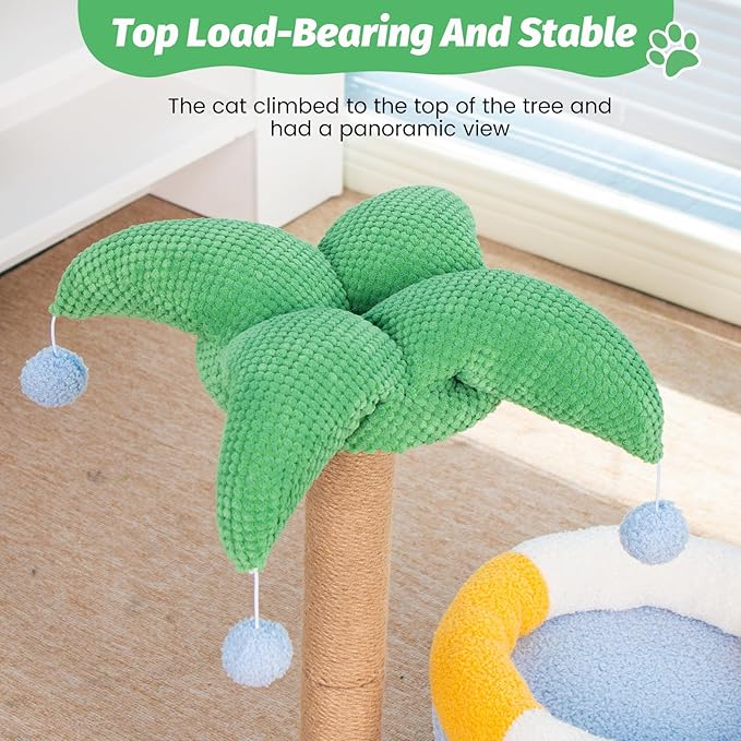 Cat Scratching Post Cat Tree Kitten Toys Kitten Scratcher Sisal Scratch Posts with Cat Bed and 4 Hanging Ball 27in Tall for Kittens or Smaller Cats