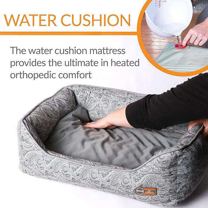 K&H Pet Products Thermo-Water Bolster Heated Orthopedic Dog Bed Gray Small 17 X 20 Inches