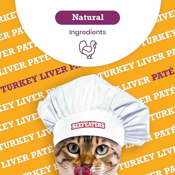 Beefeaters Cat Treats - Turkey Liver Pate 5.5oz, Case of 24 | Premium Wet Cat Food, Essential Vitamins & Taurine | No Artificial Additives, Supports Immune System & Vision | Training Treats