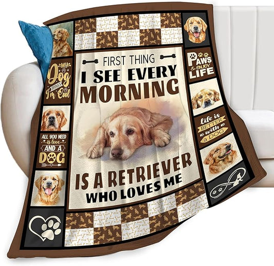 Golden Retriever Dog Print Blanket Best Dog Pet Animal Throw Blankets for Couch Sofa Stuff Decor Gifts Lightweight Soft Cozy Fleece Plush Warm Flannel Bedding for Lover Man Woman Teen Adults 60"x80"