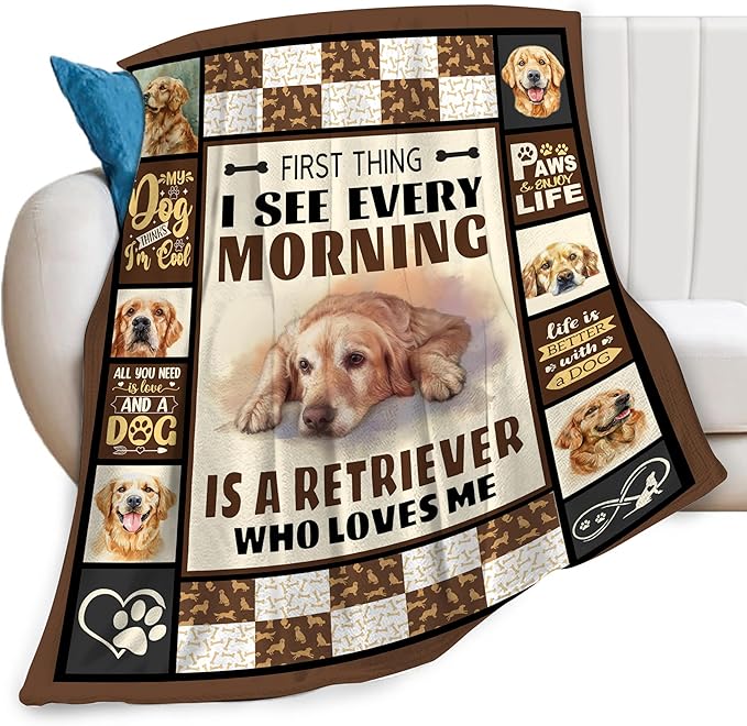 Golden Retriever Dog Print Blanket Best Dog Pet Animal Throw Blankets for Couch Sofa Stuff Decor Gifts Lightweight Soft Cozy Fleece Plush Warm Flannel Bedding for Lover Man Woman Teen Adults 50"x60"