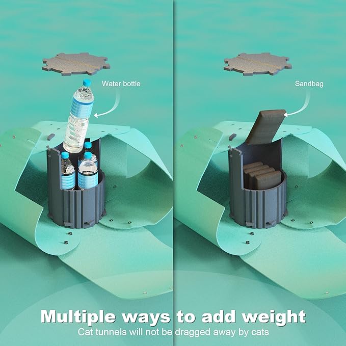 Spring Blossoms Cat Tunnel, Cat Cave for Indoor Cats Bed,Scratch Resistant Cat Toys for Medium Large Cats Hide and Seek Toy (Sky Cyan)