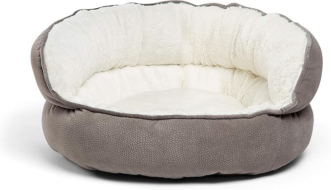 Best Friends by Sheri Mini Pet Throne High Bolster Orthopedic Relief Cat and Dog Bed Gray Mini