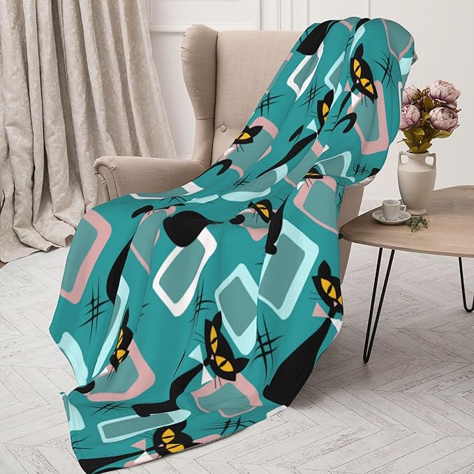 Medieval Cat Soft Throw Blanket Flannel Fleece Blankets Warm Cozy Lightweight Fuzzy Blanket for Bed Sofa Couch Home Decor 80"X60"