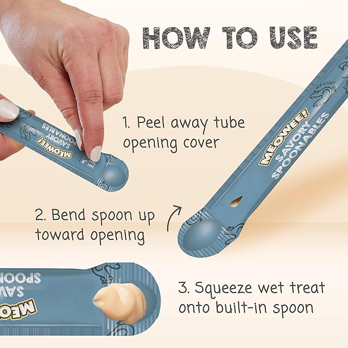 Savory Spoonables Variety Pack, 12 Count Tube, Triple Flavor Squeezable Lickable Wet Treats for Cats with Built-in Spoon for Less Mess