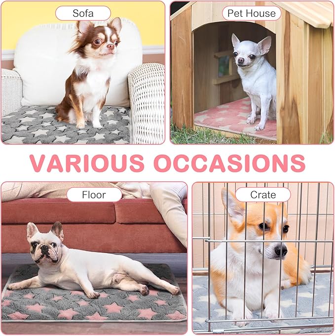 4 Pack Self Heating Cat Bed Cat Self Warming Pad with Removable Cover Extra Warm Thermal Pet Pad Washable Pet Crate Mat Anti Slip Kennel Pad for Indoor Outdoor Pets(Star,24 x 35 Inches)