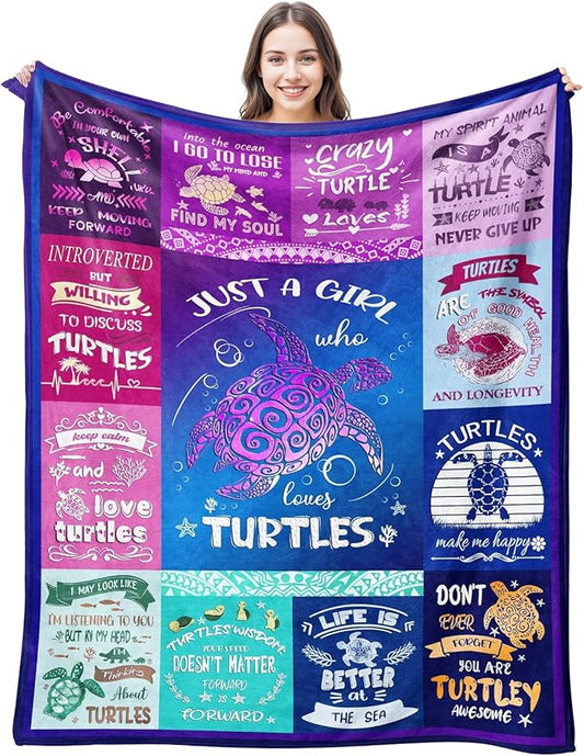 Turtle Blanket Ultra Soft Flannel Throw Blanket Lightweight Cozy Plush Blanket for Gifts for Turtle Lovers 50"X40"