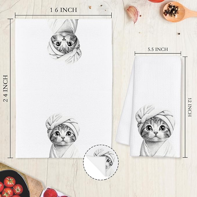 Cute Cat Decor Gifts Bathroom Hand Towels - Funny Animal Bathroom Towel, Funny Cute Animal Hand Towels for Restroom Decor, Cat Lover Gifts, 16×24 Inches