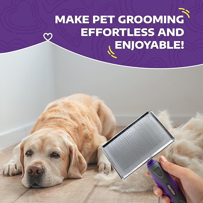 Hertzko Flexible Slicker Brush for Dogs and Cats - Removes Loose Hair, Tangles, and Knots, Flexible Head Contours on Your Pet’s Skin -Large Size Combs for Grooming Matting - Single Sided Brush