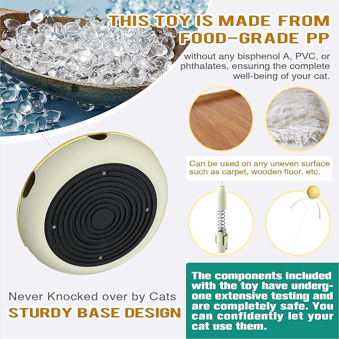 Cat Interactive Toys for Indoor Cats Dancer Supplies Bored Young Kitten Teaser Wand Feather Boredom Toy Weight Loss Kitty Tracking Balls Birthday Gift Adult Pet Enrichment Self Play High Energy Game