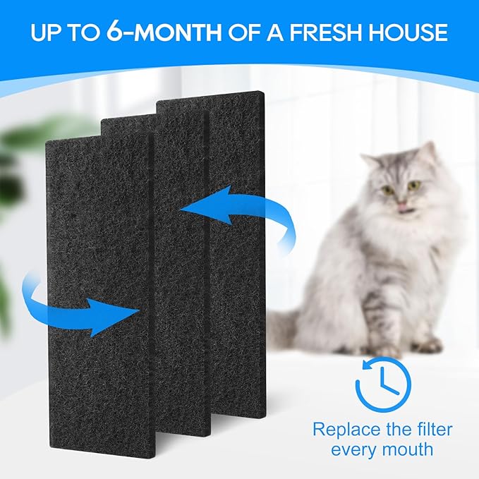 Carbon Filters for Litter-Robot 3, Activated Carbon Litter Box Filter for Litter-Robot 3 Self Cleaning Cat Litter Box Filters, Accessories Replacement, 6 Pack