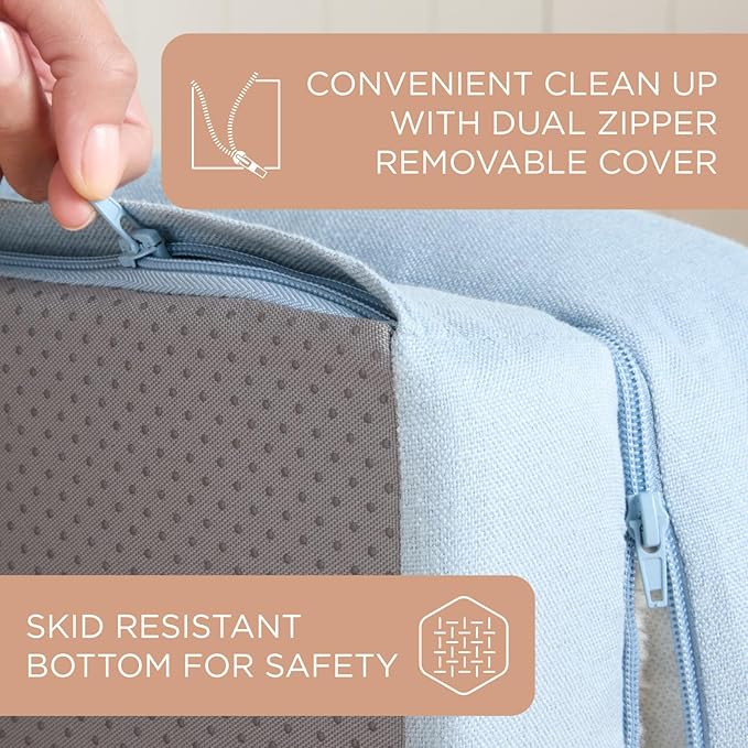 TOWN & COUNTRY EVERYDAY CuddleTown Comfy Solid Bolster Sofa Pet Bed, Supportive & Calming Egg Crate Foam, Water Repellent, Non-Slip Bottom, Machine Washable Cover, Blue, Large 35"x25"x8"