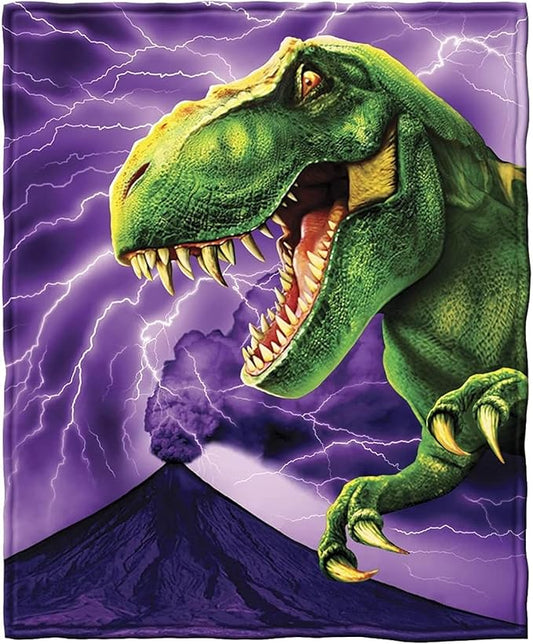 Dawhud Direct Dinosaur Blanket - T-Rex Fleece Throw for Kids and Adults, Plush Polyester, Vibrant Prehistoric Design, Cozy for Bedtime, Couch Cuddling, and Room Decor - Easy to Maintain - 50" x 60"