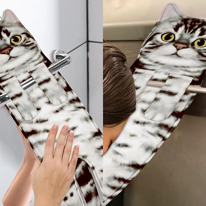 AGRIMONY Cat Funny Hand Towels - Cute Cat Decor Decorative Hanging Towels Cat Gifts Housewarming Birthday Gifts for Women Cat Lovers