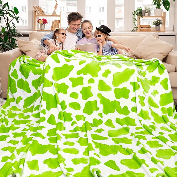 Fleece Blankets Throw Blanket Soft Fuzzy Cute Green Fleece Blanket for Couch