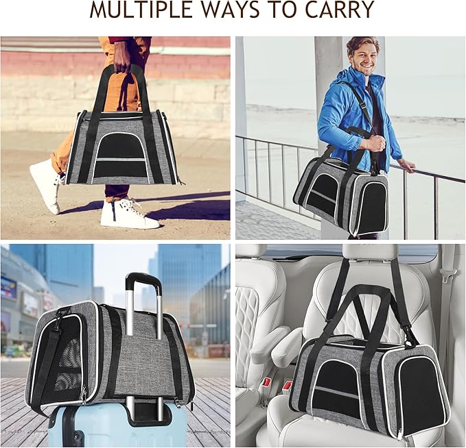 HiCaptain Soft Cat Carrier with Top Mesh Window - Pet Carrier Breathable for Medium Cats and Small Dogs Puppies up to 15 lb (Gray)