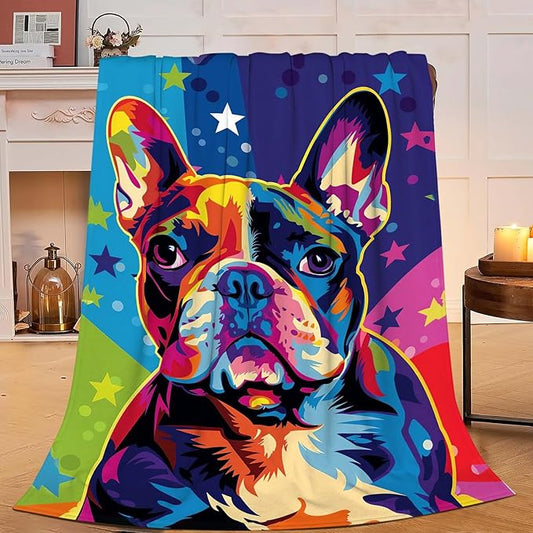Bulldog Throw Blanket Bulldog Gifts for Kids Girls Boys Adults Women Men Soft Cozy Warm Plush Fluffy Fuzzy Fleece Blanket Decor 40''X50''