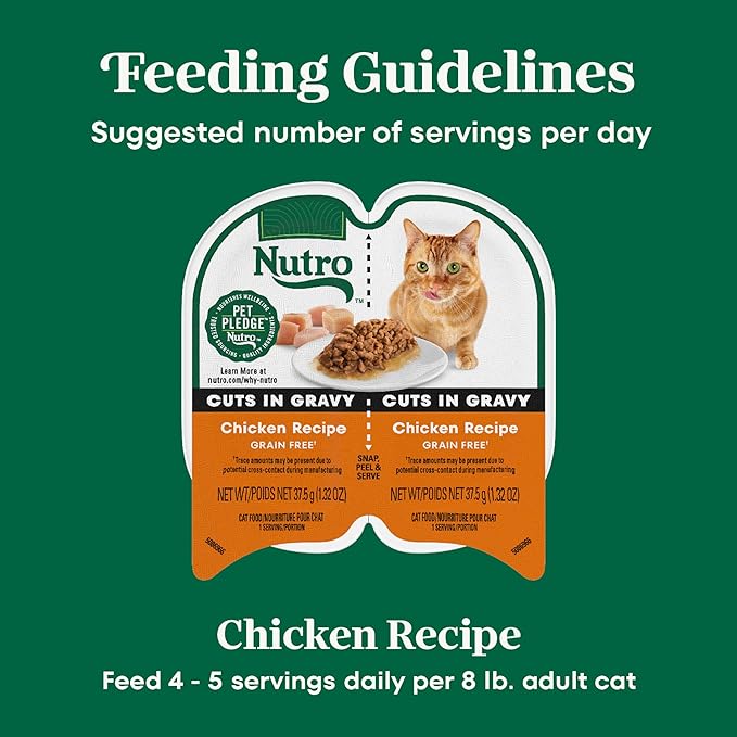 Nutro Perfect Portions Wet Cat Food Cuts in Gravy Chicken Recipe, (24) 2.64 oz. Twin-Pack Trays