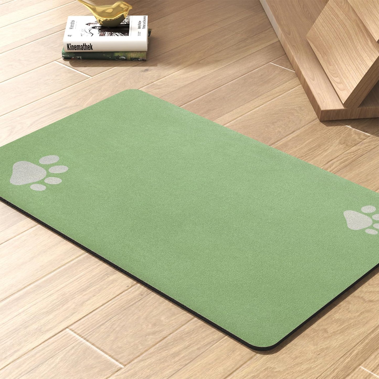 Pet Feeding Mat-Absorbent Dog Mat for Food and Water Bowl-No Stains Quick Dry Water Dispenser Mat-Dog Accessories Pet Supplies-Bowl for Messy Drinkers（Green,16"x24"