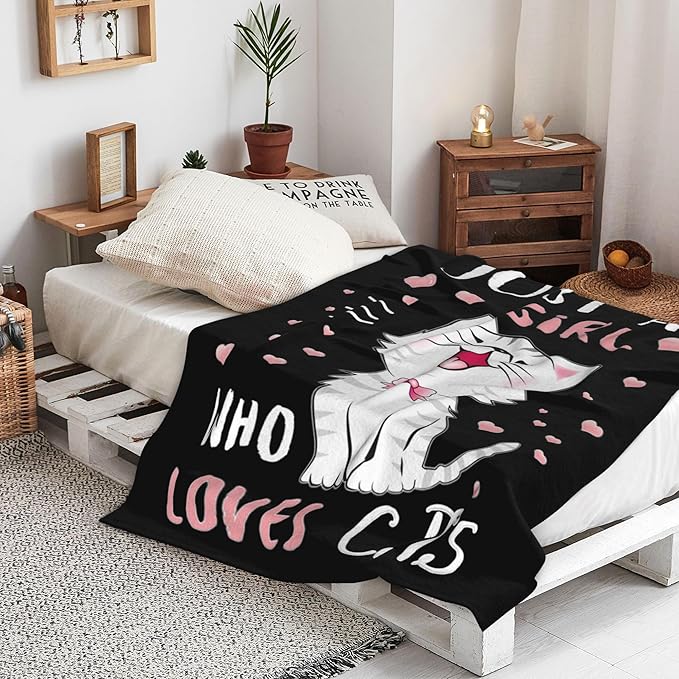 Cat Blanket Gifts for Women Cat Gifts for Cat Lovers Soft Flannel Kawaii Cat Throw Blanket for Kids Adults 50"x40"