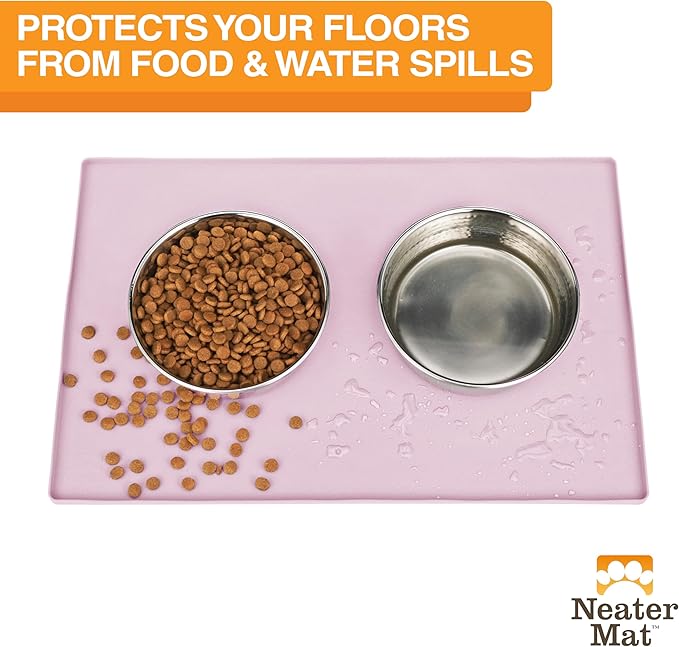 Neater Pet Brands Neater Mat Pet Mats for Food and Water, Dog Bowl Mat Waterproof Silicone, Pet Mat for Dog or Cat, Dog Food Mats for Floors Waterproof, Dog Water Mat & Dog Food Mat with Raised Edge