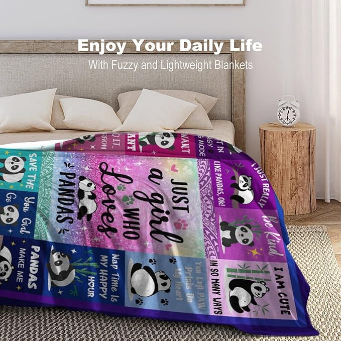 Panda Blanket Gifts for Girls Women Panda Gifts for Panda Lovers Soft Warm Pandas Flannel Throw Blanket for Kids Adults 80"X60"
