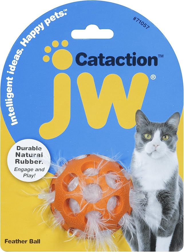 JW Pet Company Cataction Feather Ball, Cat Toy
