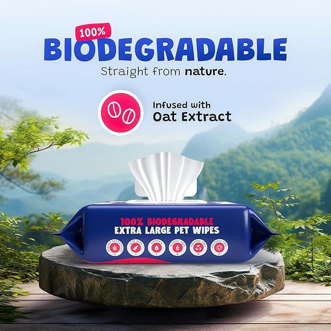 Pet Wipes for Dogs - Dog Paw Wipes - Dog Cleaning Wipes - Biodegradable Cat Bath Wipes - Puppy Grooming Wipes - Toxic-Free Kitten Wipes (No Fragrance) (Pack of 1)